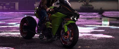 Kawasaki Ninja H2r Carbon Twin Turbo Drag Customs Fivem Grand Theft Auto 5 Optimized Mod High