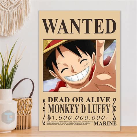 Jual Hiasan Dinding Poster One Piece Bounty Buronan Wanted Luffy Zoro