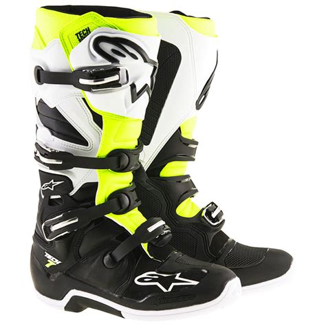 Bottes Motocross Alpinestars Tech Black White Yellow Fluo Fx Motors