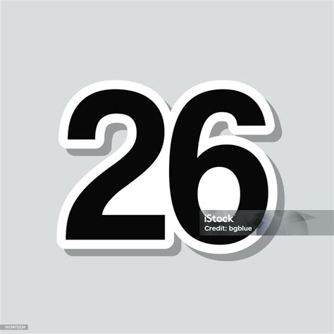 26 Number Twentysix Icon Sticker On Gray Background Stock Illustration ... 