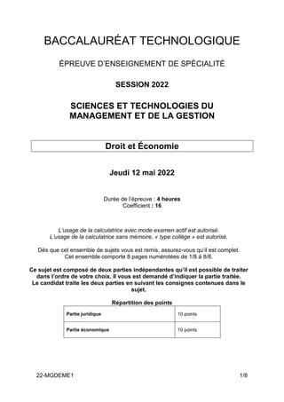 Bac Stmg Co Droit Sujet Pdf