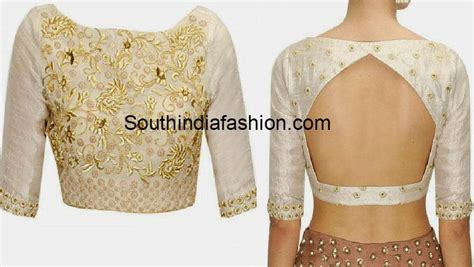 Boat Neck Embroidered Blouse South India Fashion