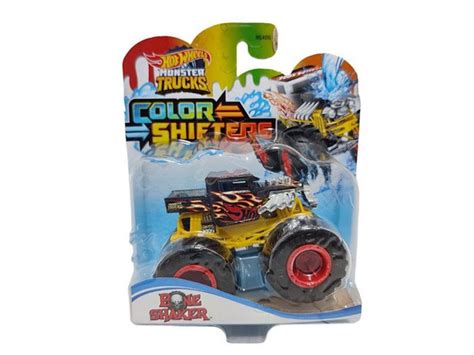 Машинка Hot Wheels Monster Truck меняющая цвет Bone Shaker HGX купить с доставкой по