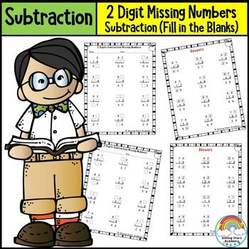 Digits Subtraction Missing Numbers Or Fill In The Blanks Worksheet Math