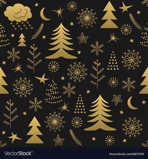 Gold Frame On Christmas Pattern Background Vector Ab