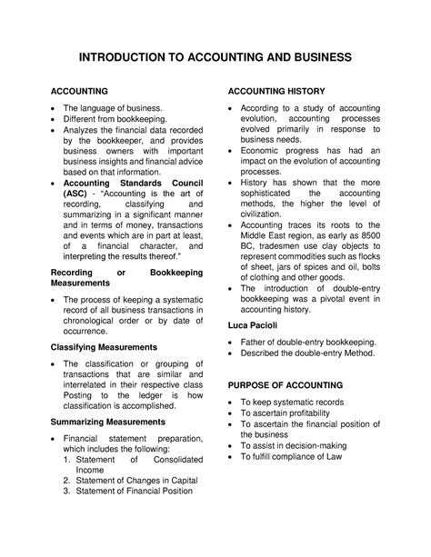Introduction To Accounting And Business