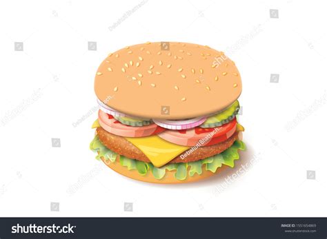 Vector Realistic Hamburger Classic Burger Royalty Free Stock Vector