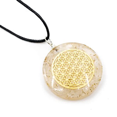 Pendentif Orgonite Sélénite Fleur de Vie Rond Zenvol Vente en Gros