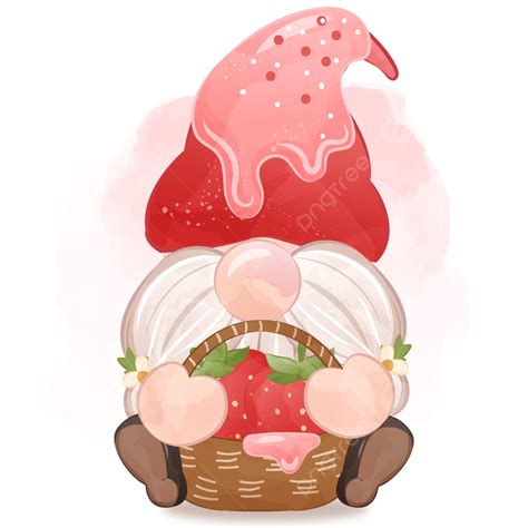 Gnome Illustration Vector Design Images Cute Strawberry Gnome