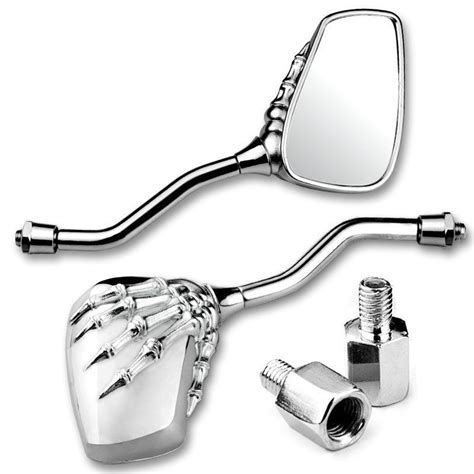 Custom Chrome Skeleton Skull Hand Claw Motorcycle Rearview Side Mirrors 8mm 10mm Unbranded