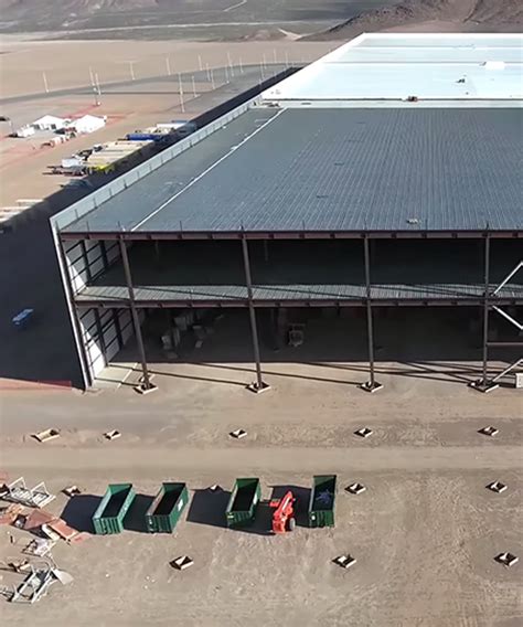 drone documents construction progress at tesla's gigafactory