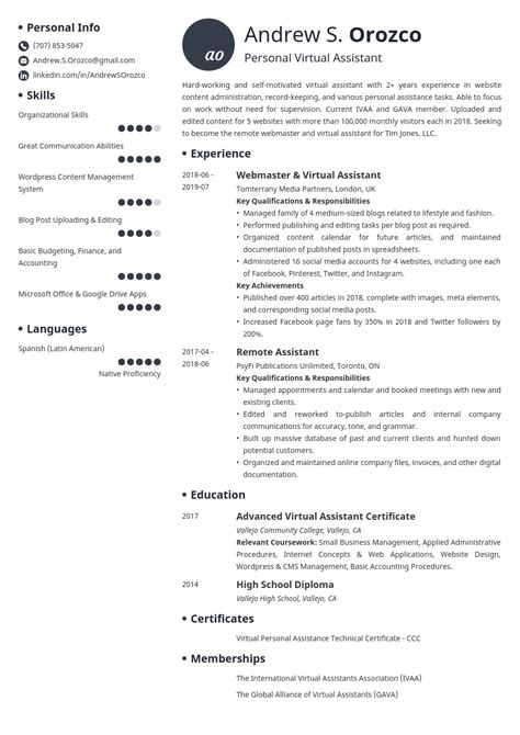 Virtual Assistant Resume Examples And Job Description