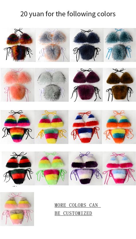 Wholesale Sexy Women Fur Bra Swimwear Women S Bikini Customized Logo Fur Thong Sexy Bikini Buy