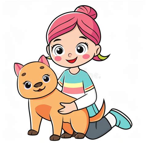 Girl Playing Dogs Stock Illustrations 629 Girl Playing Dogs Stock