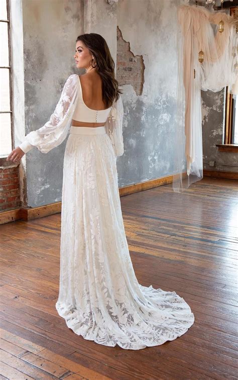 Long Sleeve Two Piece Wedding Dresses West True Society Bridal