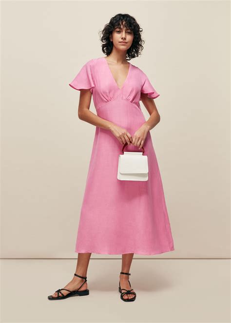 Pink Frill Sleeve Midi Dress Whistles