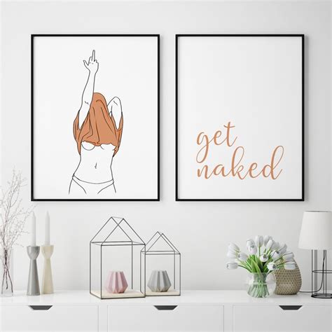 Get Naked Line Art Print Bathroom Wall Art Modern Bathroom Etsy