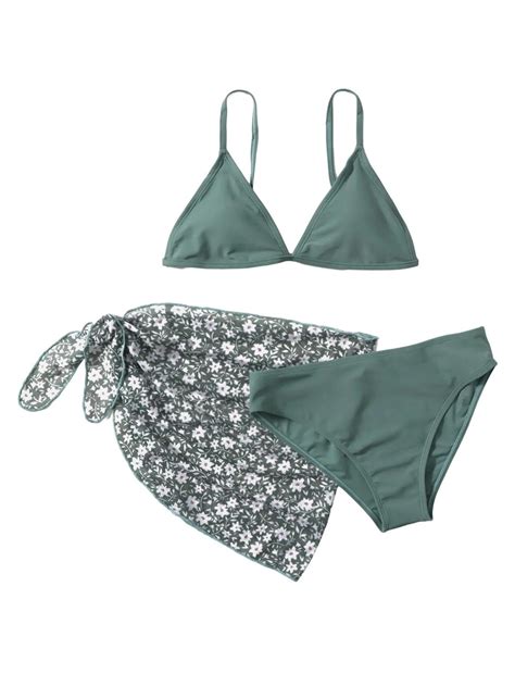 Shenhe Girl S Piece Swimsuit Cute Spaghetti Strap Triangle Bikini With Ditsy Floral Print