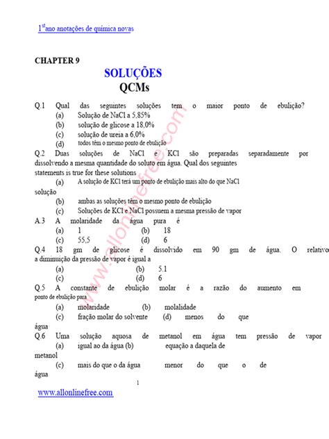 Questoes De Solucoes - Questões de Química sobre Soluções | PDF | Solubilidade | Substancias ...