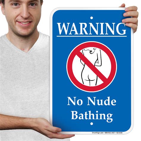 Warning No Nude Bathing Swimsuit Sign With Symbol SKU K