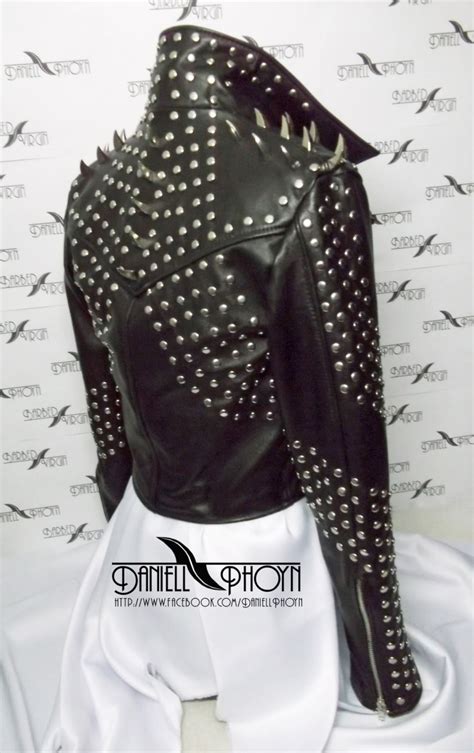 Genuine Leather Jackets With Studs Spikes Shoulders Pattern Etsy