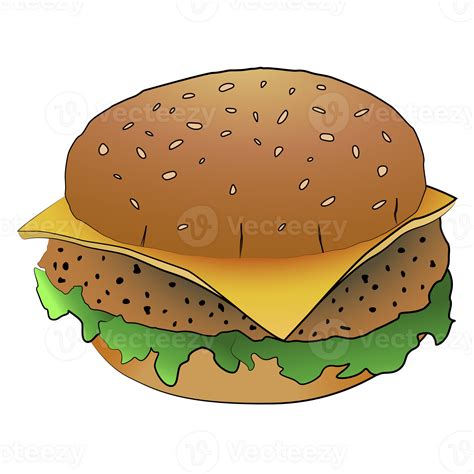 Cheese beef hamburger isolated cartoon design on transparent background