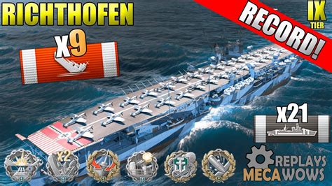 Manfred Von Richthofen 9 Kills And 190k Damage World Of Warships Gameplay 4k Youtube