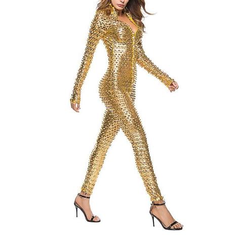 Femmes Sexy Col En V Clubwear Fermeture Clair Sous V Tements En Cuir Body Combinaison Lingerie