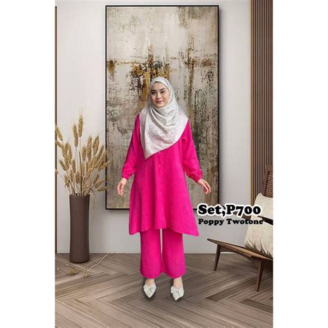 Hot Setset Suit Wardina Exclusive Set Blouse Kosong Labuh Seluar Muslimah Ironles Blouse Set