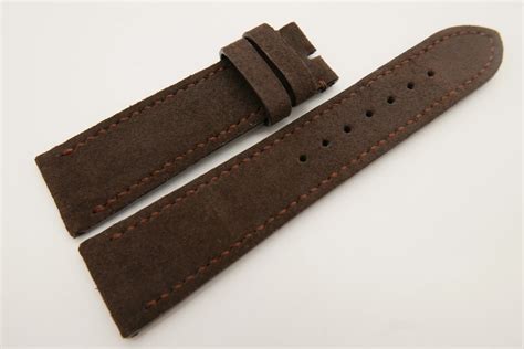 Mm Mm Dark Brown Genuine Suede Leather Watch Strap Wt Ziczac