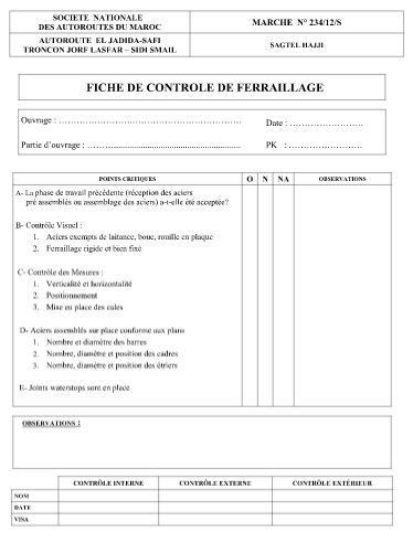 Fiche De Contr Le De Ferraillage Et Coffrage Cours G Nie Civil The