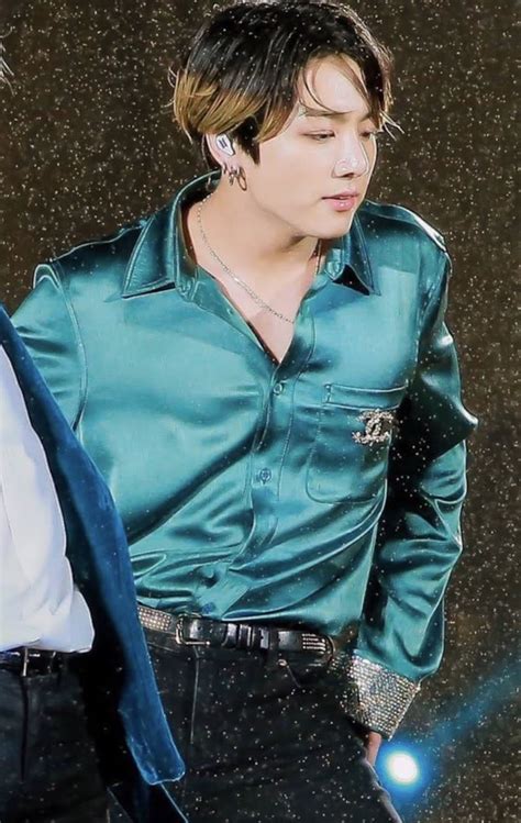 Btss Jungkook Looks Majestic In This Blue Silk Shirt Koreaboo