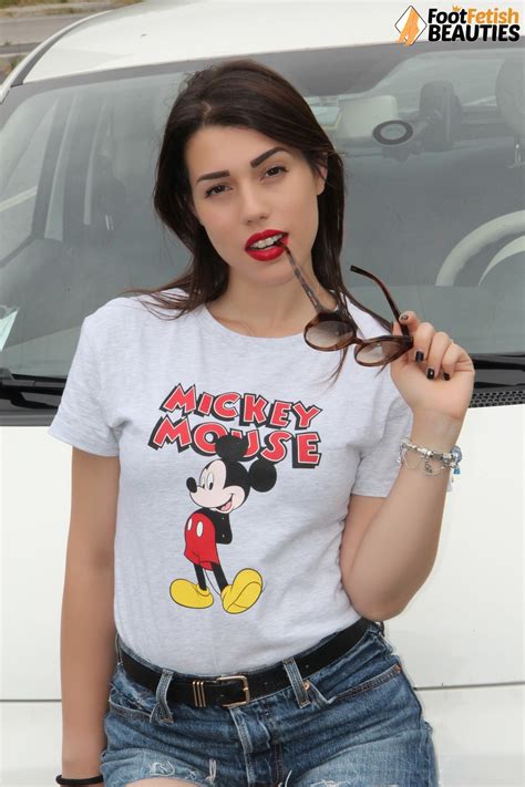 Hot Girl Displays Her Sexy Feet In A Car While Wearing A Mickey Mouse T Shirt Coedcherry
