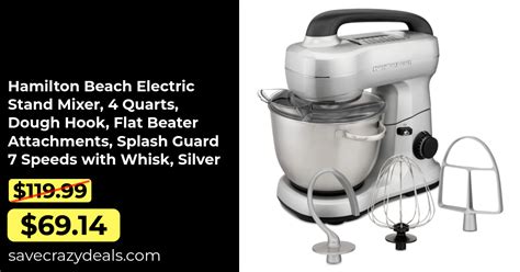 Hamilton Beach Electric Stand Mixer 4 Quarts Dough Hook Flat Beater