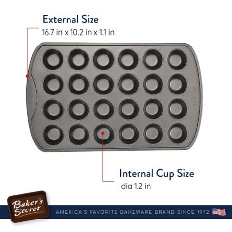 Baker S Secret 24cup Mini Muffin Pan Cupcake Nonstick Pan Carbon Steel Pan Easy Release 1pc