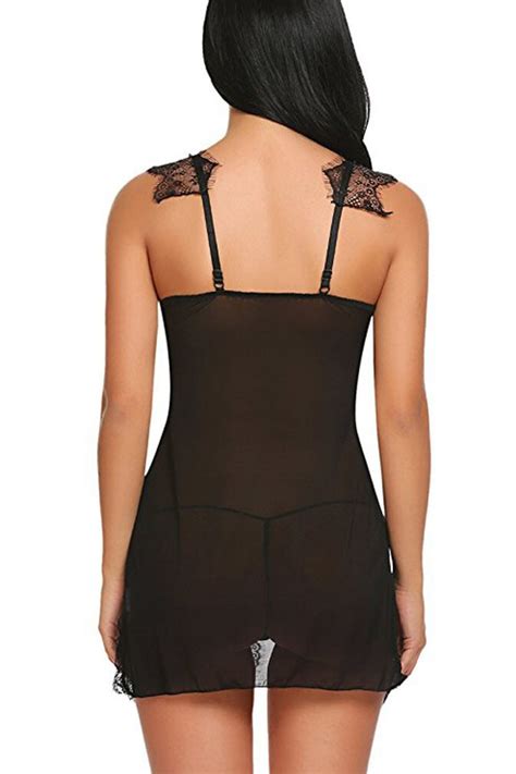 Women Sexy Lingerie Lace Babydoll Nightdress Lace Chemise V Neck Sleepwear EBay