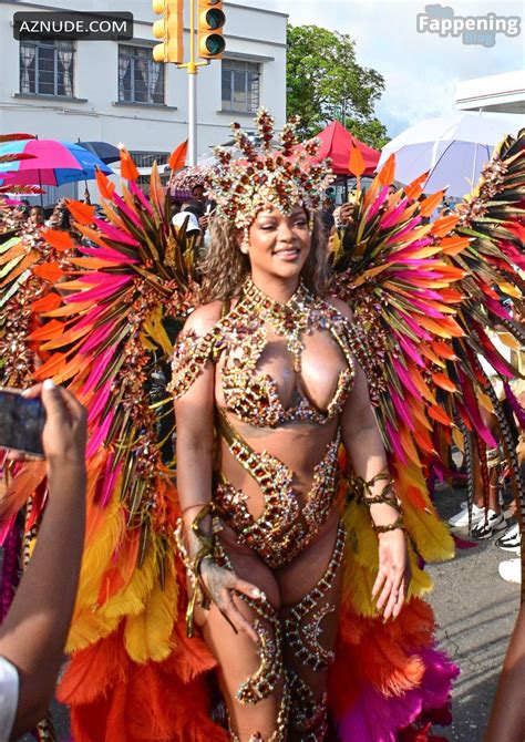 Rihanna Sexy Stuns In A Dazzling Bejeweled Bikini At Carnival Festival In Barbados Aznude