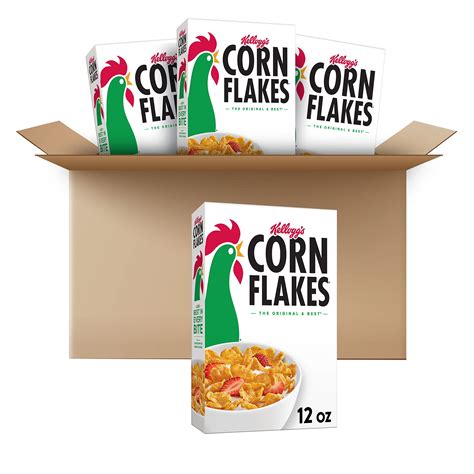 Kelloggs Corn Flakes Original Breakfast Cereal 12 Oz Fat Free 4 Pack
