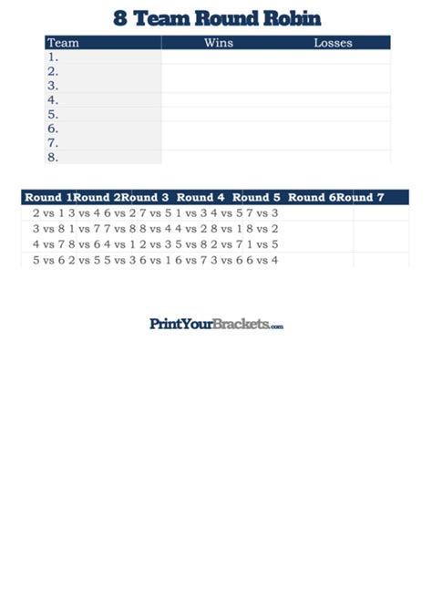 Top 6 8 Team Bracket Templates free to download in PDF format