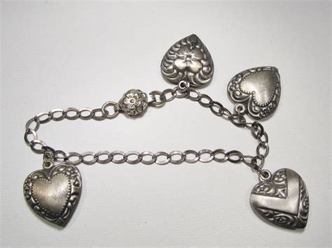 Vintage Sterling Silver Puffy Heart Charm Bracelet WC-397 - $229.00 : Decatur Coin and Jewelry ...