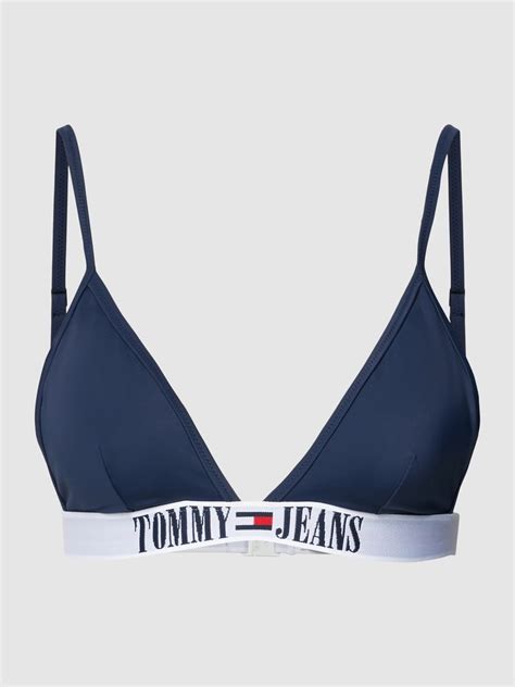 Kup online Tommy Jeans Top bikini z regulowanymi cienkimi ramiączkami granatowy