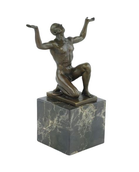 Bronze Kneeling Adonis Sculpture Male Figurine Art Statue Bronze Male Nude Sculpture Cesaro
