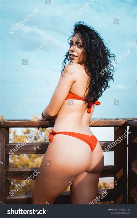Sexy Woman Red Bikini Looking Back Stock Photo 1970227282 Shutterstock
