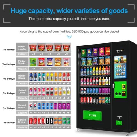 Tcn Hot Sale Vending Machine Inches Screen Snacks Vending Machine