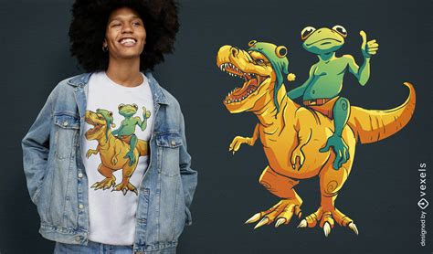 Descarga Vector De Rana Montando Un Dise O De Camiseta T Rex