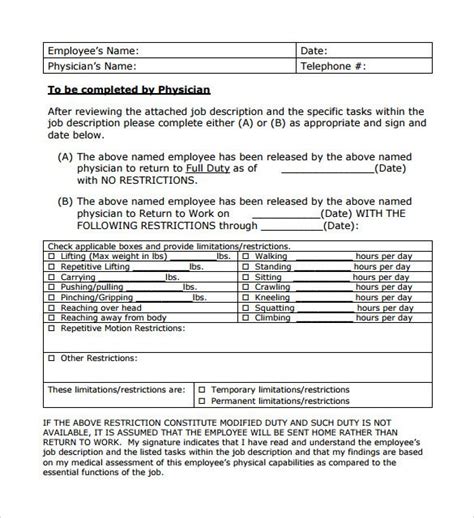 Work Restrictions Letter From Doctor Sample Garvenhosum