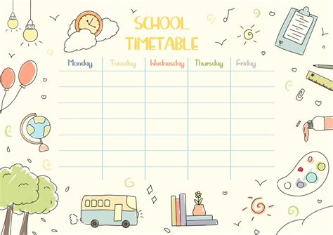 Free Editable School Timetable Template Word Printable Online