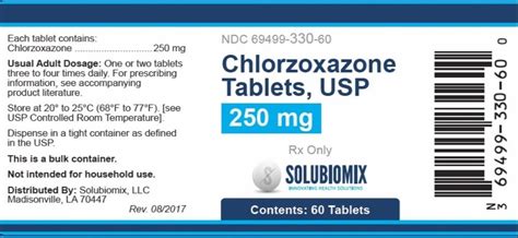 250mg Chlorzoxazone Tablet Usp Prescription Treatment Relieve Pain