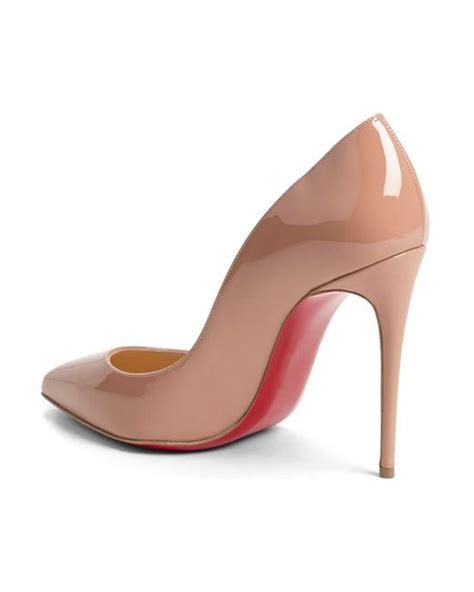Christian Louboutin Nude Pointed And Shallow Cut Patent Leather High Heels In Pink Lyst