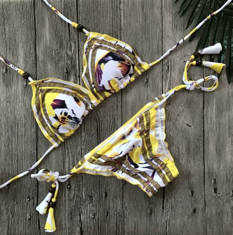 Style Sexy Swimsuit Yellow Print Bikini Women S Swimsuit On Luulla